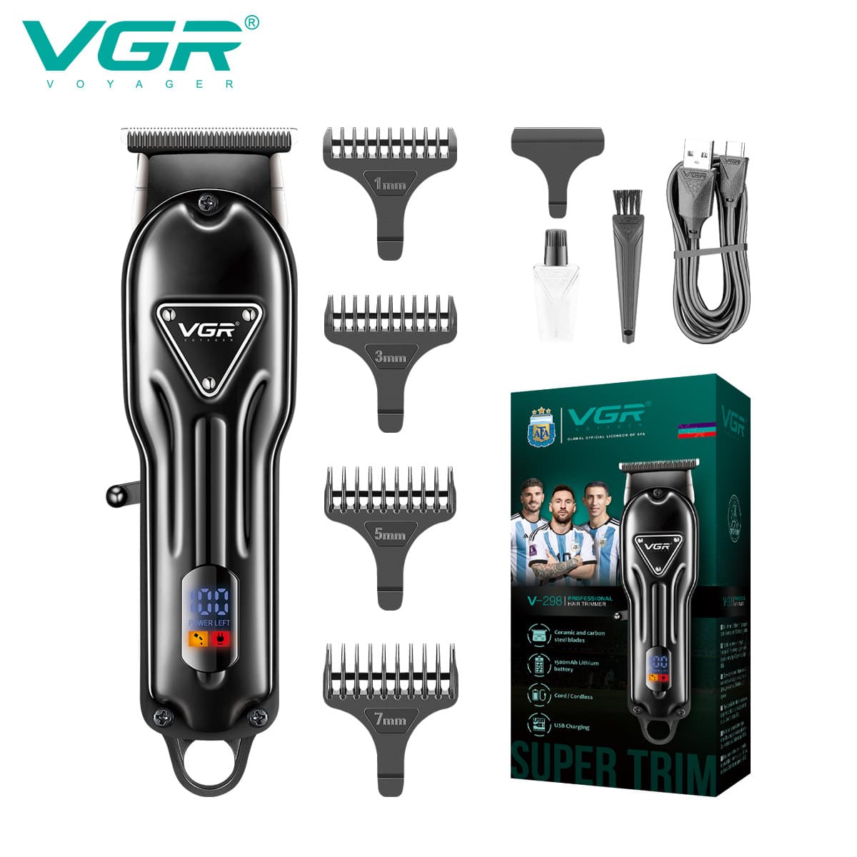 VGR298 Cross-border Electric Hair Clipper Digital Display High Power Hair Sculpting Trimmer Home Hair Cutting Clipper