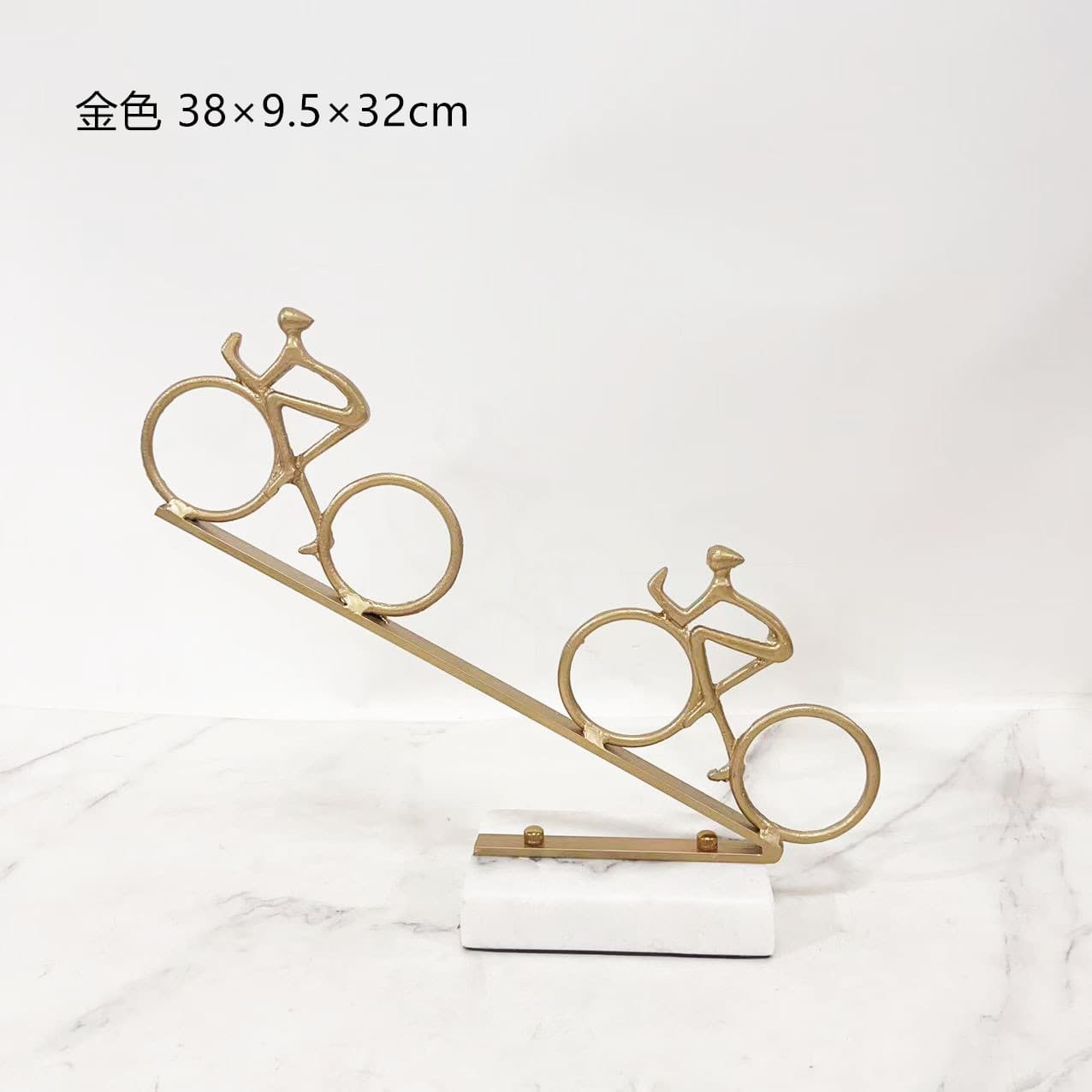 Creative Figure Riding Bicycle Marble Craft Soft Decorative Sculpture Ornament Fashion Nordic Iron Art Home Decor