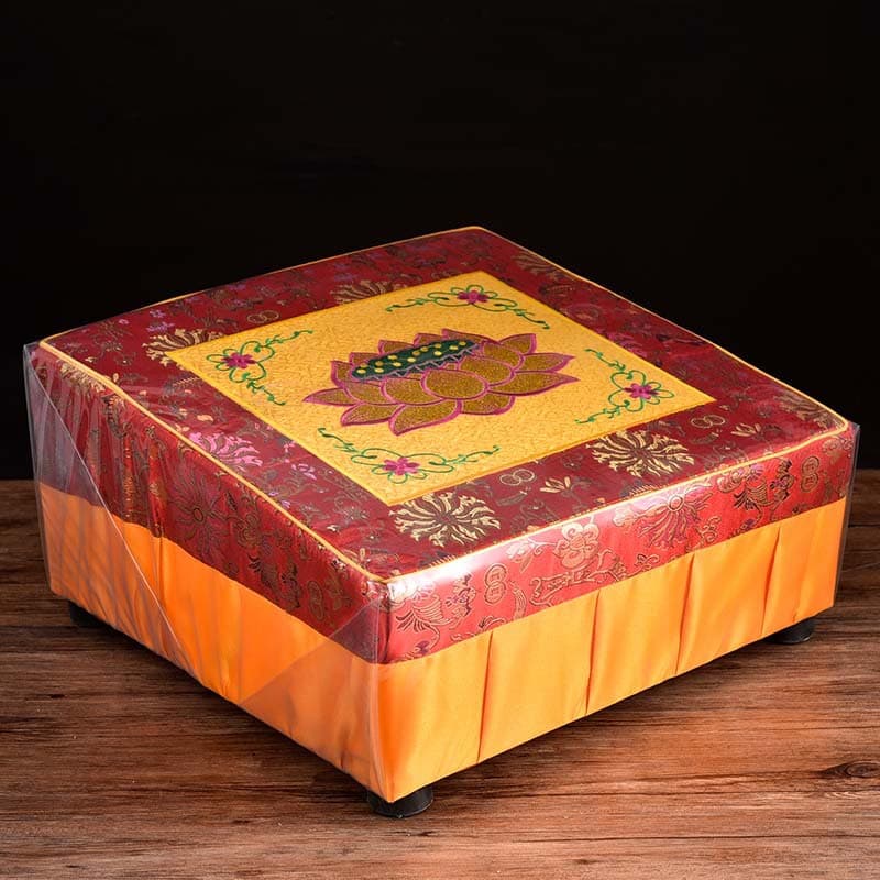 Kneeling Mat, Buddhist Grand Prostration Mat, Worship Mat for Home Use, Solid Wood Thickened Lotus Mat for Grand Kowtows, Incense Offering Worship Stool, Buddhist Supplies