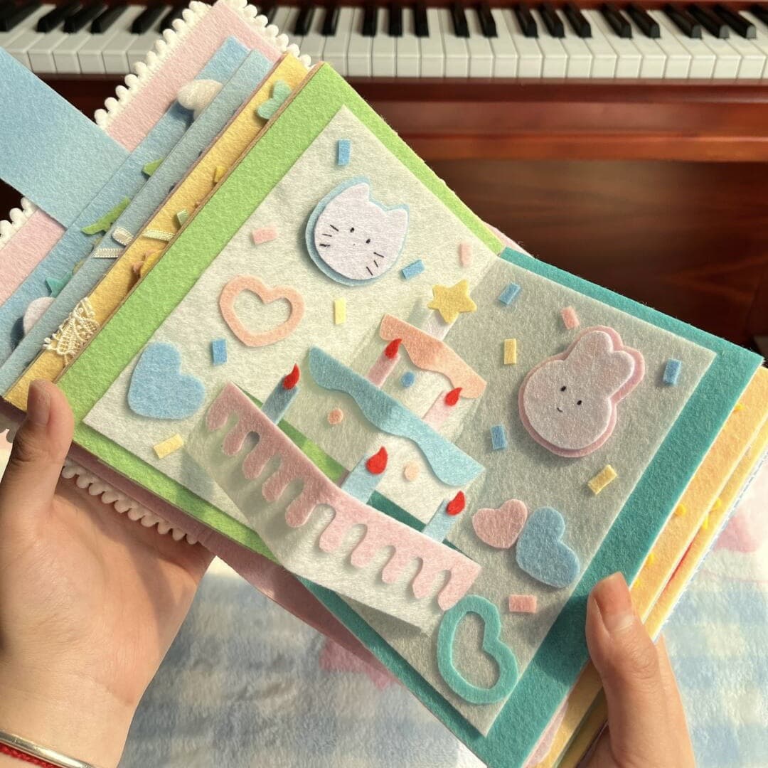 Happy Birthday Felt Interactive Card Album 3-inch Small Card Storage DIY Photo Album Polaroid Gift