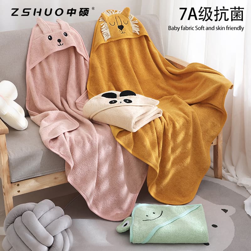 Baby bath towel, pure cotton 32-ply, lint-free, hooded cape, export-grade absorbent hooded baby blanket for newborns.