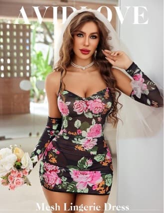 Cross-border hot selling foreign trade models Lingerie women's four sets of underwear see-through mesh underwear dress