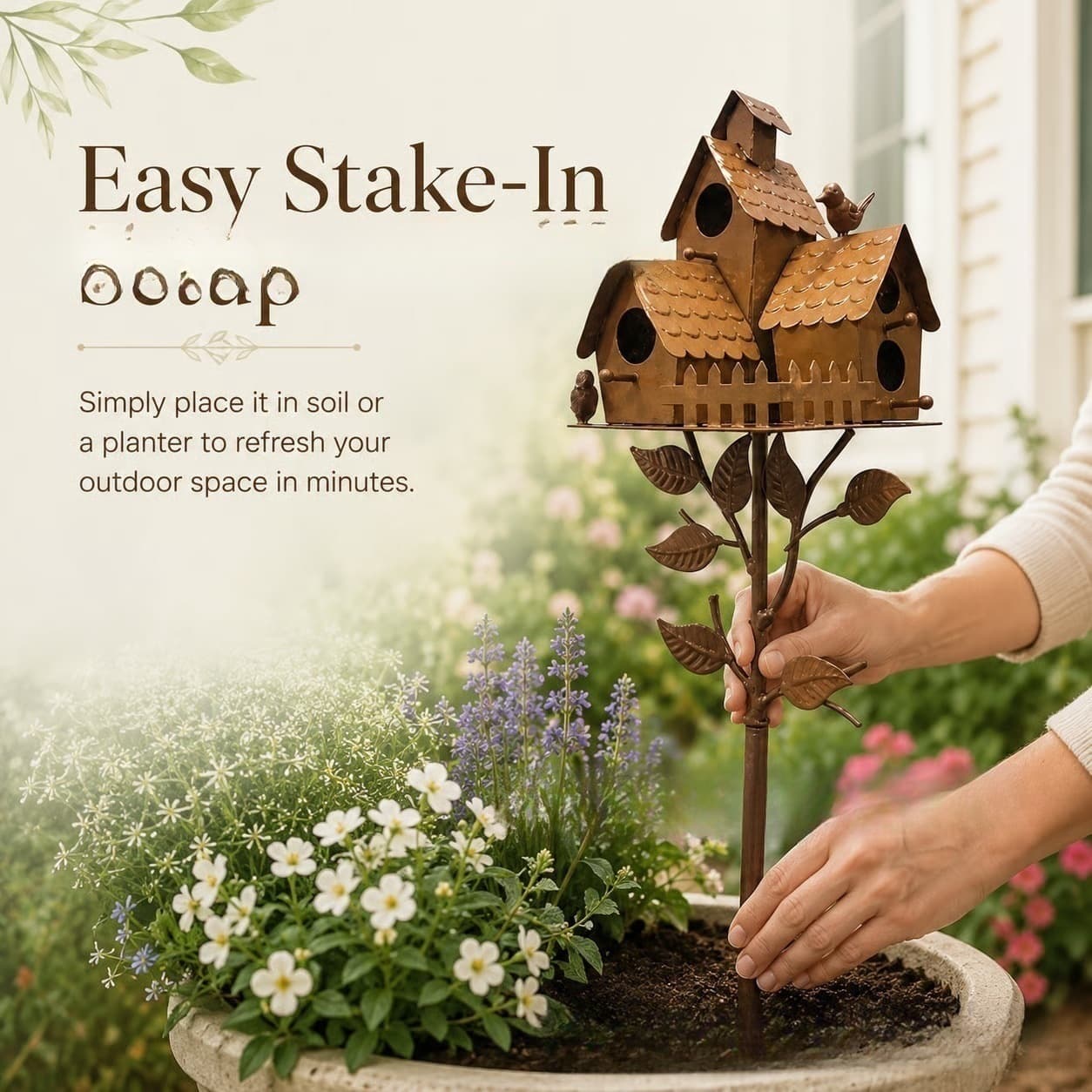 Rustic Outdoor Birdhouse Yard Stake