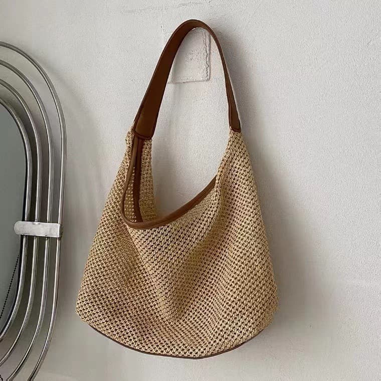 Vintage Woven Tote Bag Straw Bag 2026 New Large Capacity Underarm Bag Shoulder Bag Vacation Style Beach Bag for Women