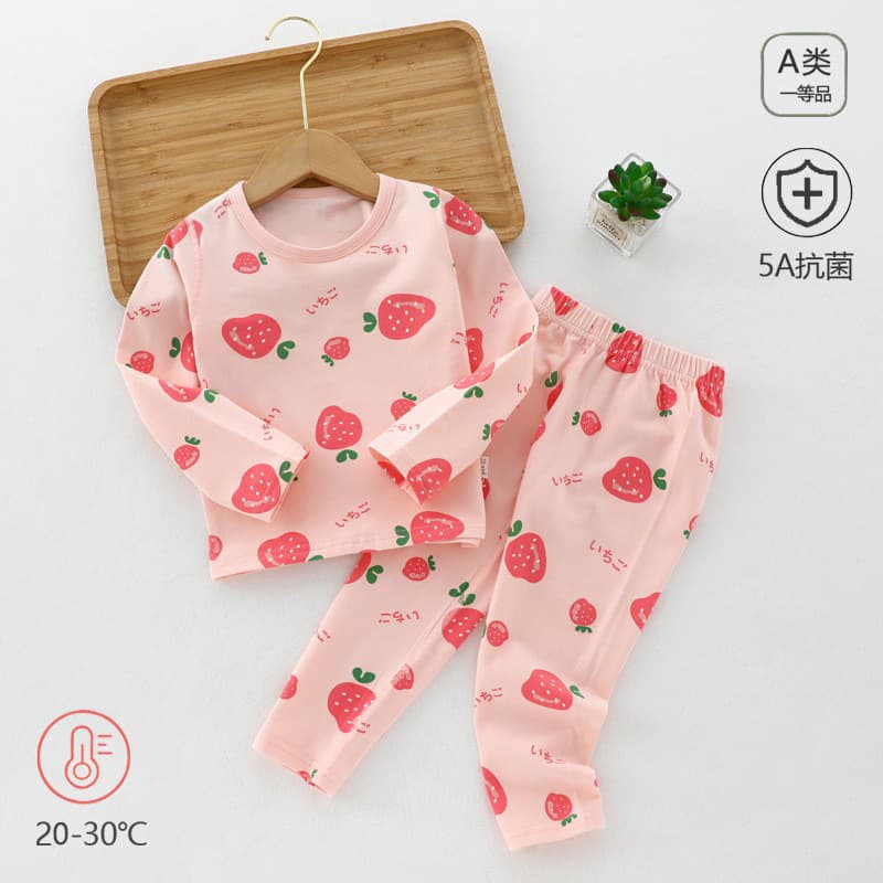 Lycra underwear spring/autumn 95% cotton seamless children's thermal sets, kids' pajamas homewear set antibacterial warm