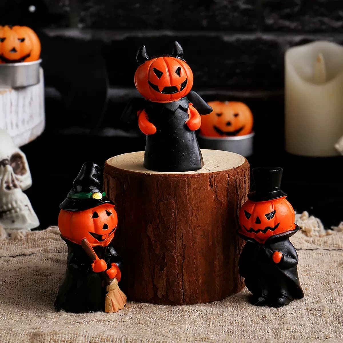 Halloween Decoration Miniature Scene Ornament Ghost Light Trick-or-Treat Hanging Party Prop Warm Glow Ghost Face