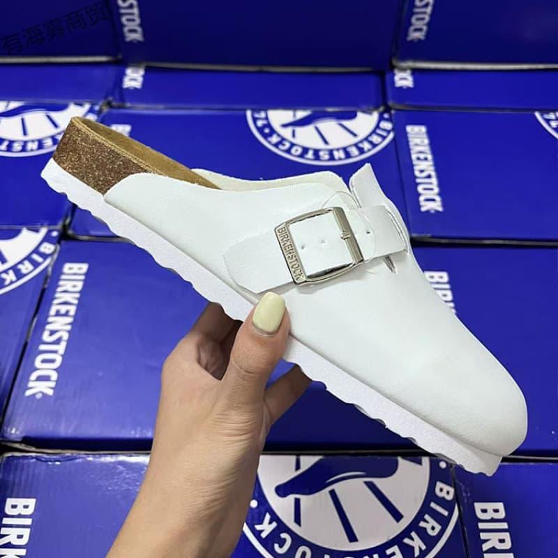 Birkenstock Women Genuine Leather Thick Sole 2025 Summer New Outdoor Slides Source Factory Birkenstock Closed-Toe Slides Ready Stock