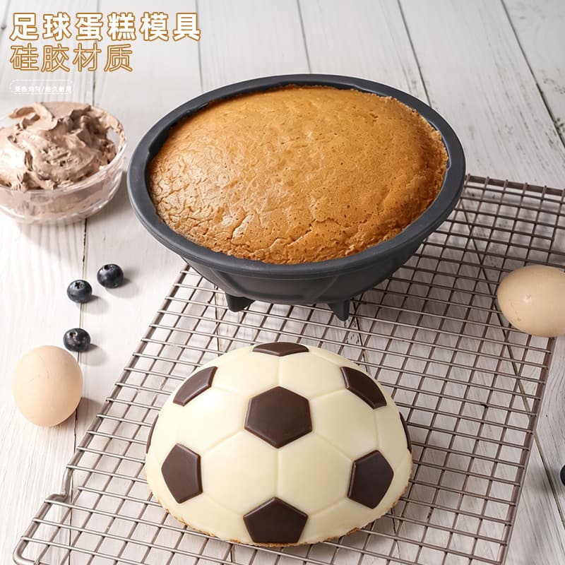 Cross-border popular 8-inch world football cake mold non-stick baking pan semi-circle football mousse baking tool