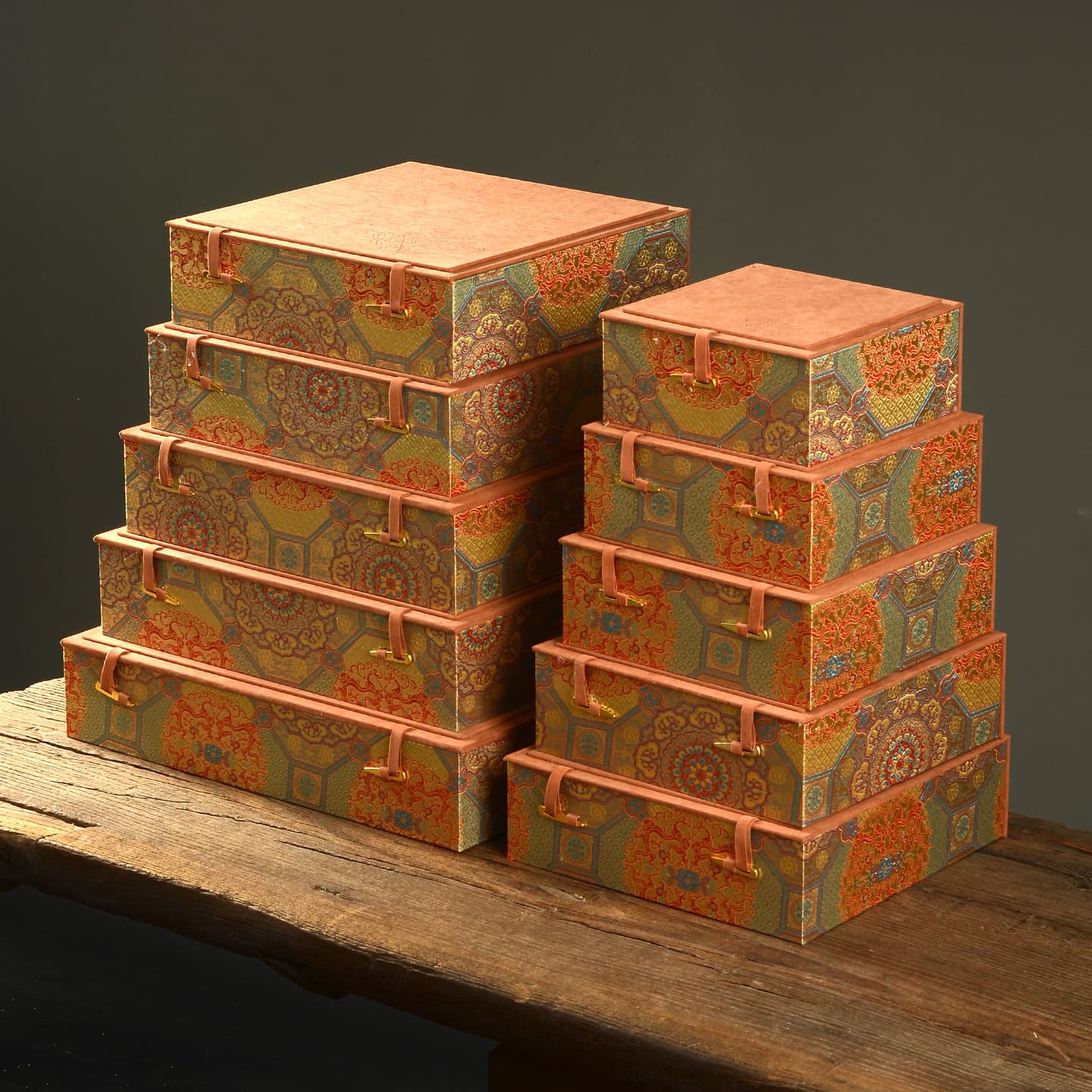 Floral Pattern Brocade Box Jewelry Gift Tray Plate Inkstone Tea Cake Storage Empty Box Plate Packaging Box
