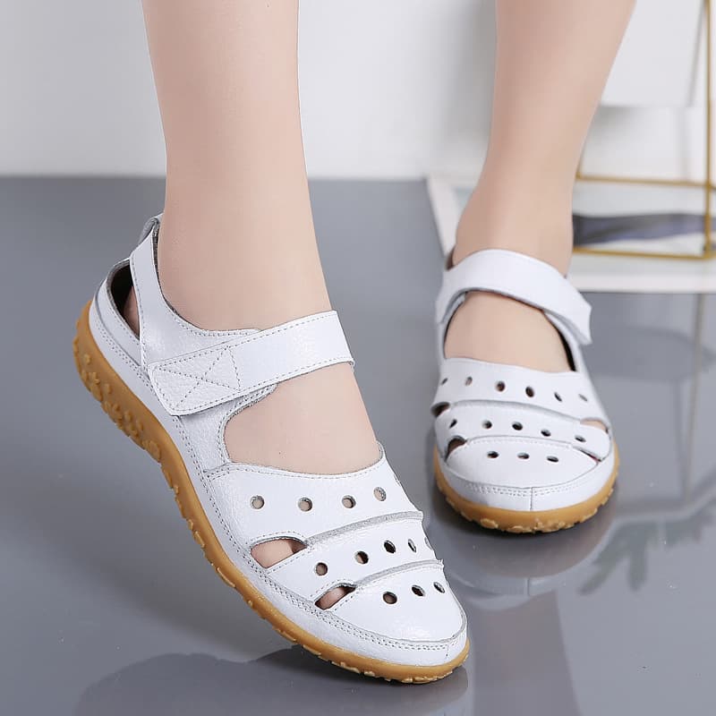 Cross-border plus size loafers, new summer women's sandals, hollowed-out perforated shoes, mother shoes, women's single shoes.