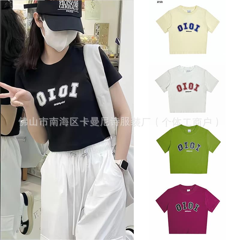 Korean fashion brand oioi short sleeve rose Park Chae-young same style fitted T-shirt loose versatile casual men and women couple style