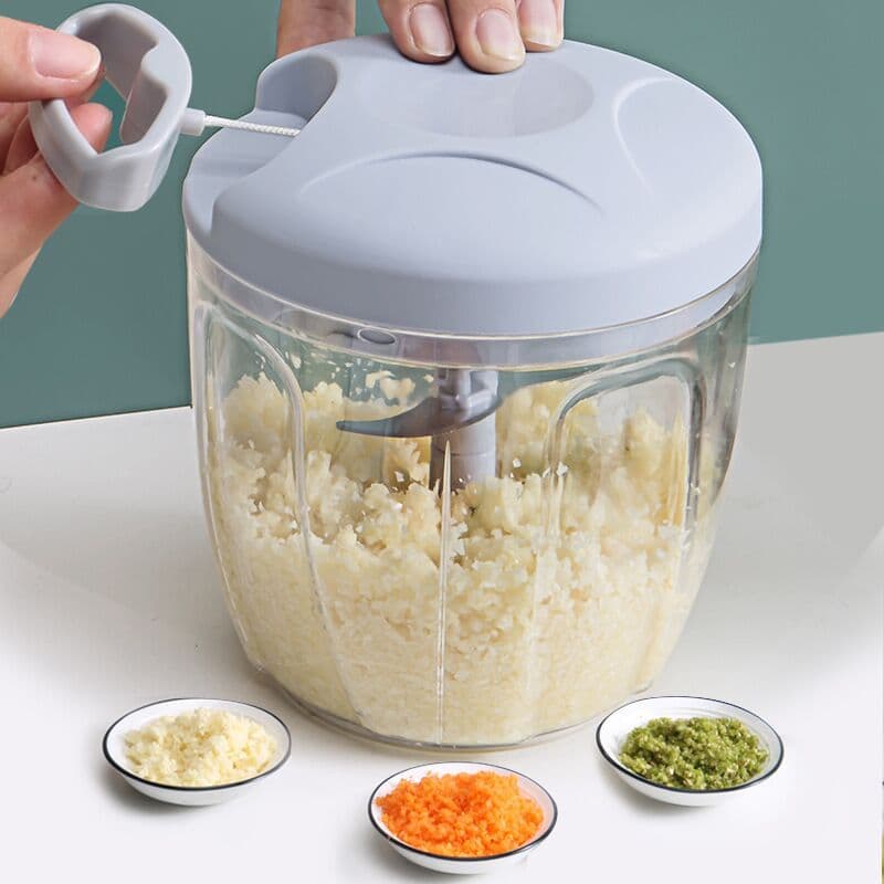 Factory direct supply, in-stock multi-functional home vegetable cutter, baby food processor, meat grinder, manual garlic press, and garlic mincer.
