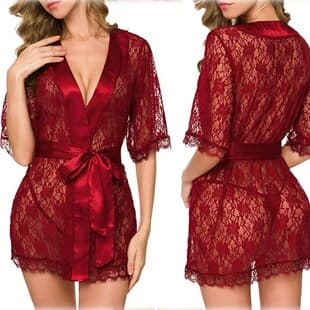 Cross-border Sourcing European American Lingerie Sexy Women Lace Hollow Nightgown Sexy Set Wholesale
