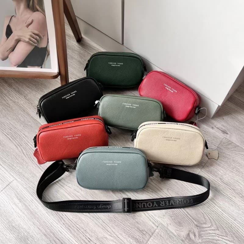 Crossbody Bag for Women 2023 New Genuine Top Layer Leather Wide Strap Small Square Bag Versatile Mini Shoulder Bag Handbag