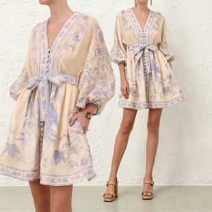 New Summer Floral Print Short Dress for Women, French Style Fashion Loose Fit Dress for Cross-Border EU and US Markets