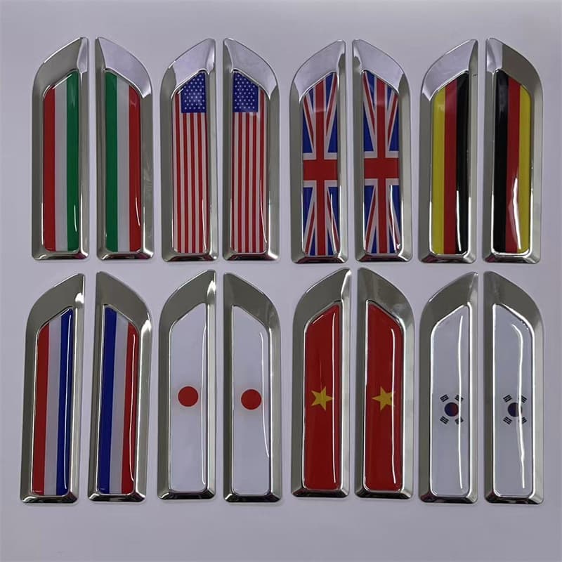 Suitable for automobiles, UK, Germany, France, US, Italy, China, metal modified fender labeling, side labeling
