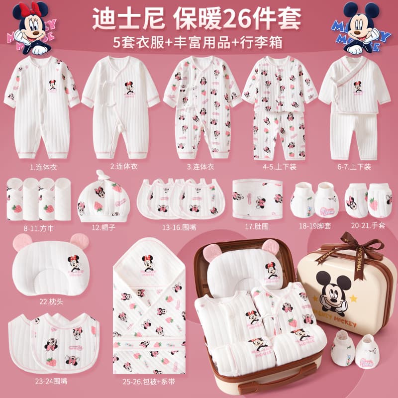 Pure Cotton Newborn Baby Cotton Infant Autumn Winter Pajamas Romper Bodysuit Layette Newborn Full Month Gift Set