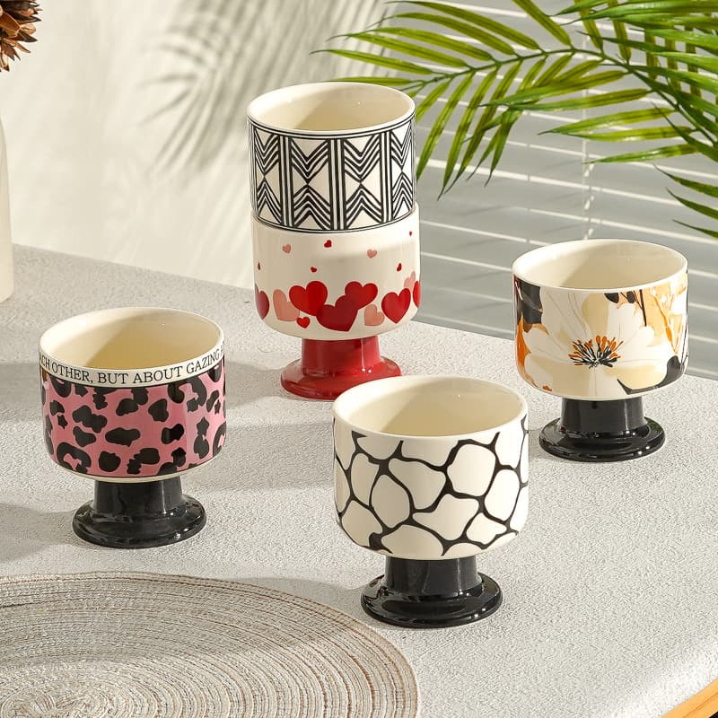 Ice Cream Stemmed Glass Series - Ceramic Mug, Soft and Cute, Kawaii, for Dormitory Daily Afternoon Tea