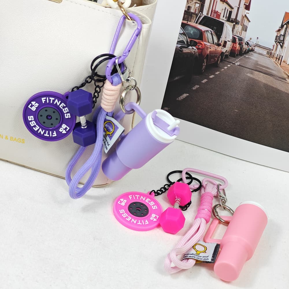 Amazon Cute Mini Stanley Cup Fitness Dumbbell Keychain Couple Car Sports Bag Pendant