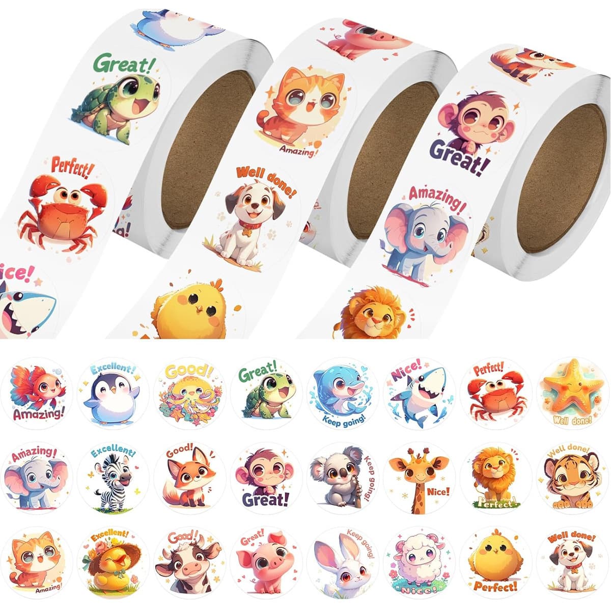 Amazon Best-Selling Rolled Dinosaur Marine Animal Shaped Toy Stickers Decorative Gift Box Self-Adhesive Sticker Label
