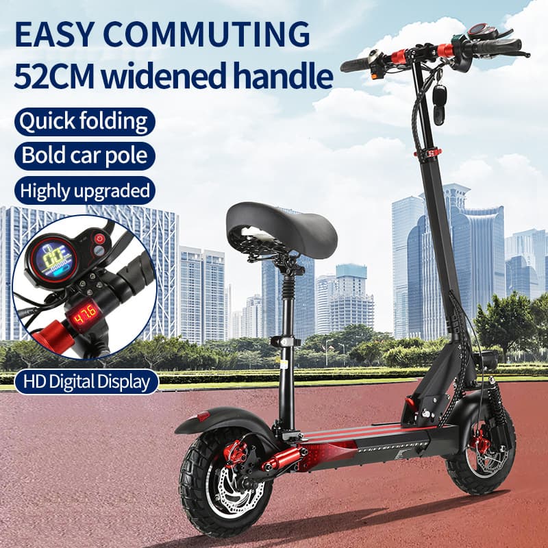 10-inch Aluminum Alloy Wide Tire Folding Scooter with Shock Absorption, Adult Harley Off-Road Electric Scooter