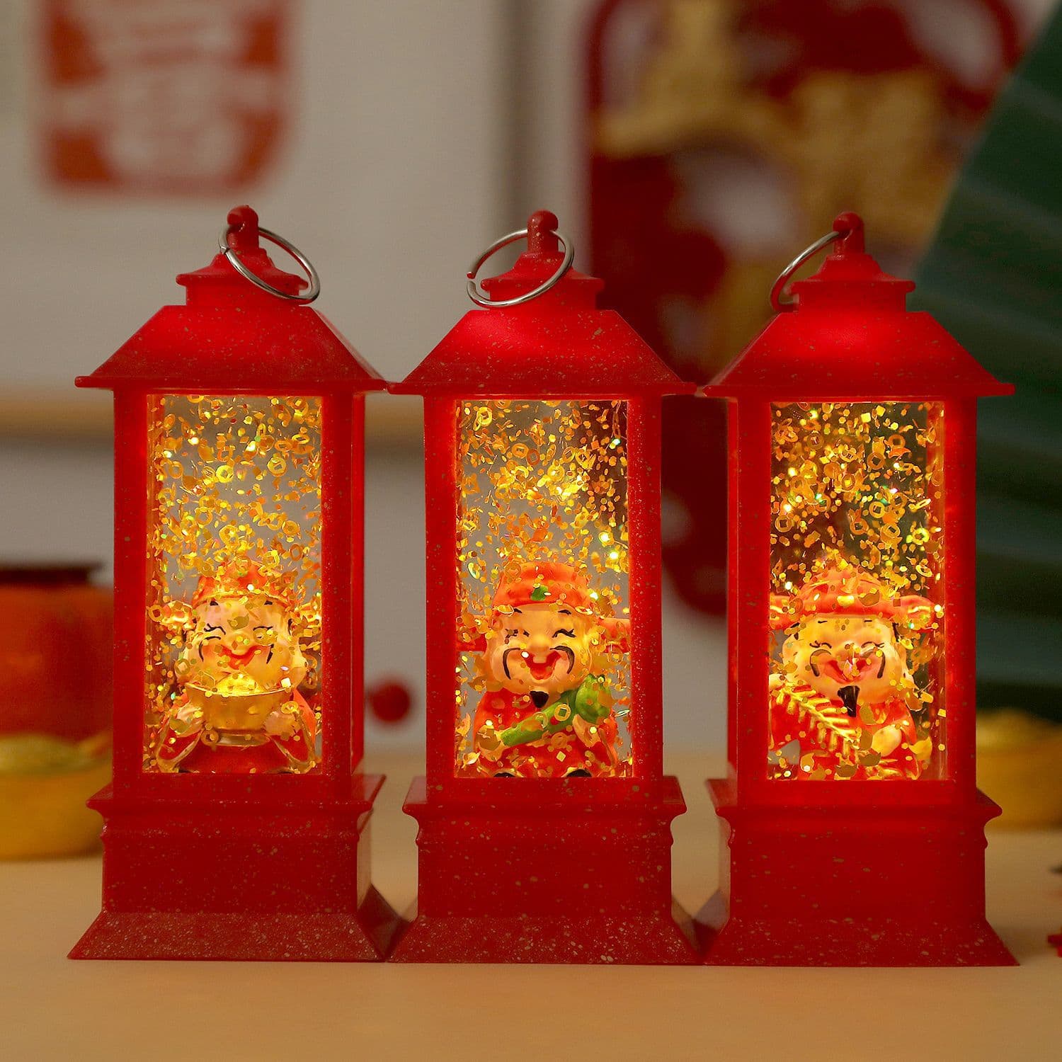 New Year Gift Water-Filled Small Wind Light God of Wealth Atmosphere Night Light Desktop Ornament New Year Gift