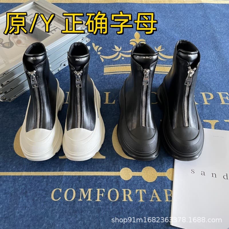 Maikun Martin Boots Women Chelsea Short Boots 2025 Autumn New Thick Sole Zipper Short Boots Unisex Platform Sole