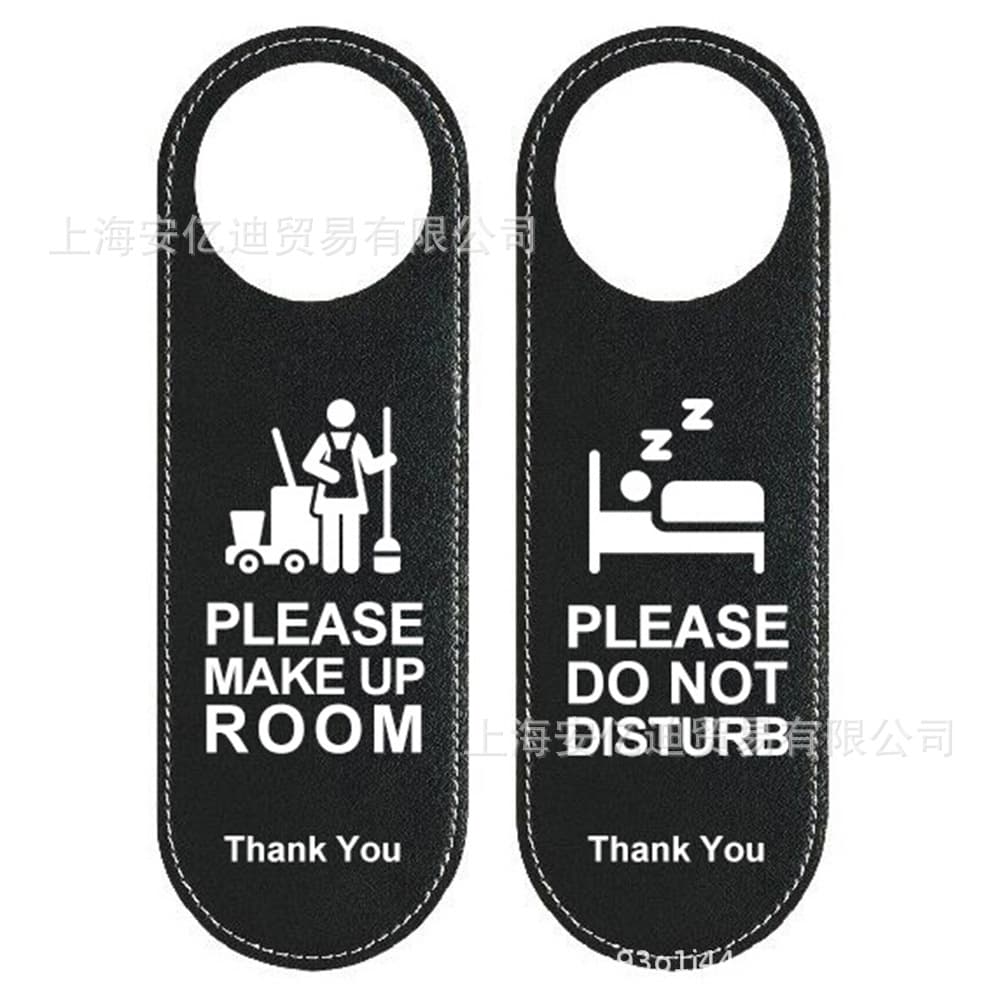 Do Not Disturb Leather Door Hanger for Hotels, Please Do Not Disturb / Please Clean Immediately, English Do Not Disturb Sign