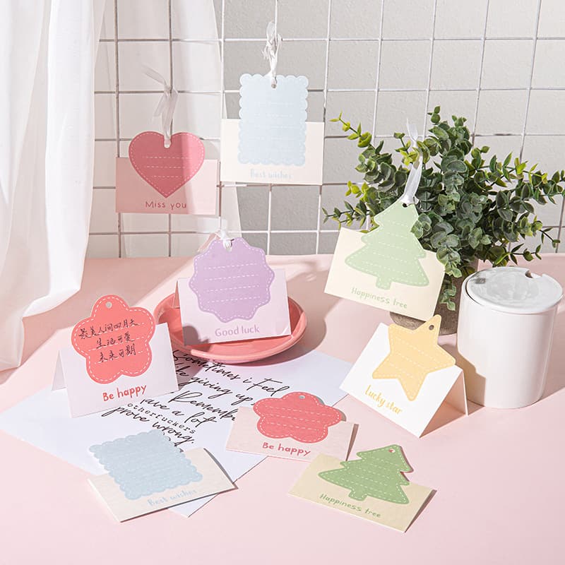 New cross-border greeting cards, fresh and cute, perfect for Instagram, small cards for baking, florists, birthday messages, with holes and hanging rope.