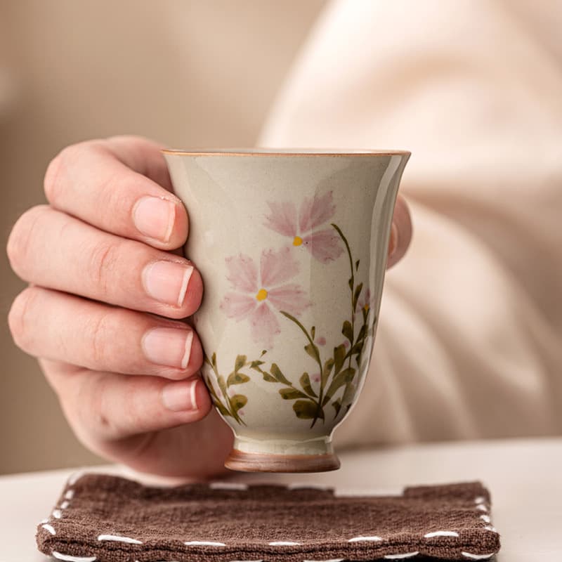 Plant Ash Daisy Aroma Cup Master Cup Kung Fu Tea Set Ceramic Tea Cup Tasting Cup Home Water Cup Single Cup