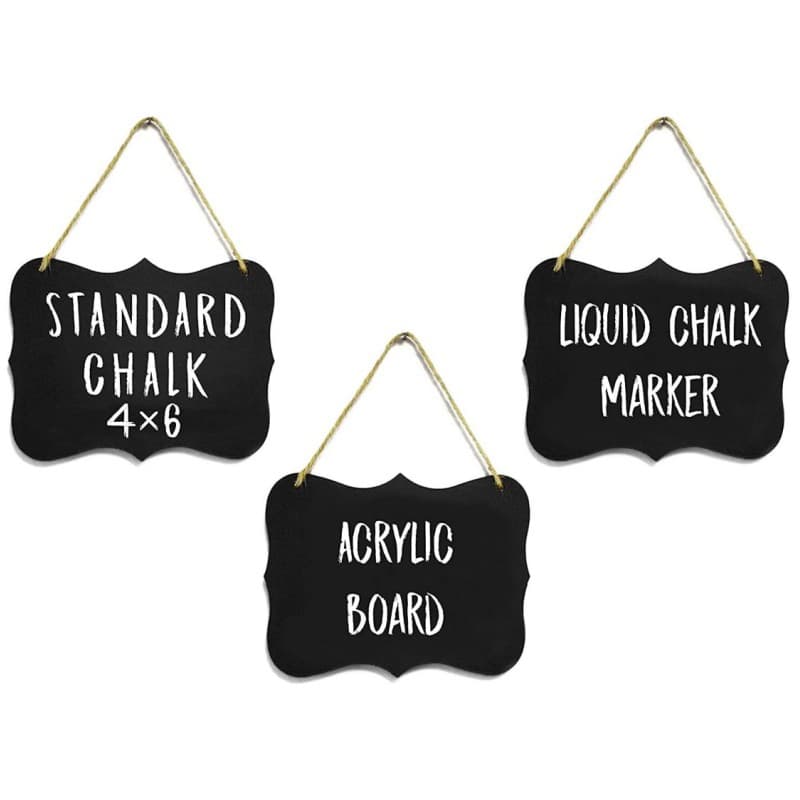 Black Acrylic Blank Desktop Chalkboard, Creative Hanging Message Board for Home, Doorway Sign