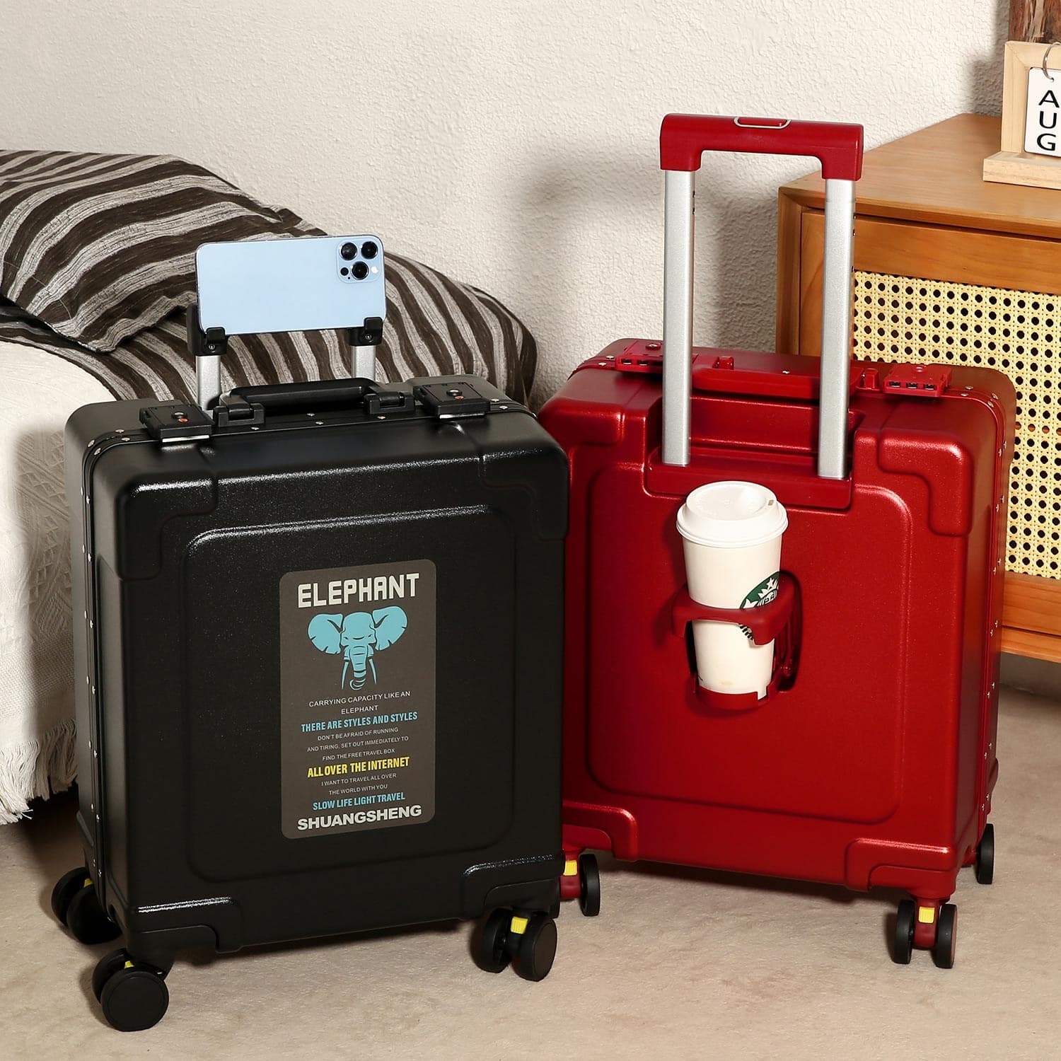 18-inch Carry-on Luggage with Password Lock, Unisex Student Suitcase, Aluminum Frame, Silent Wheels, Travel Case