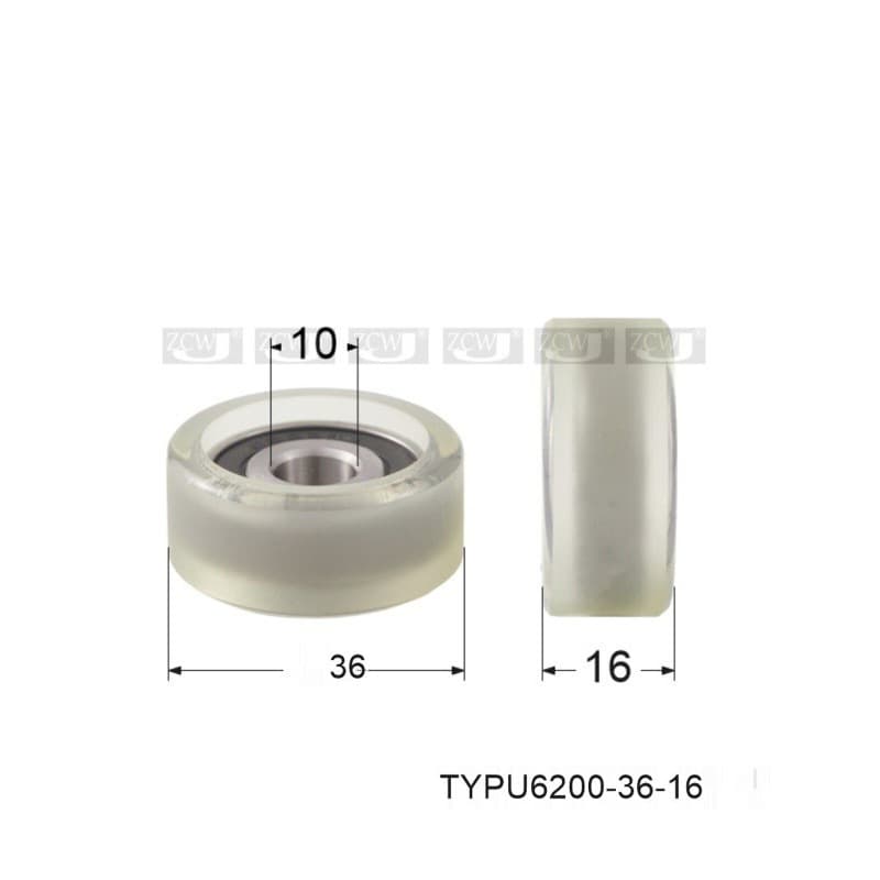 UMBB10 Rubber Coated Bearing 6200 Pulley Wheel Nylon Roller Guide Wheel Mechanical Hardware Accessories 10*36*16