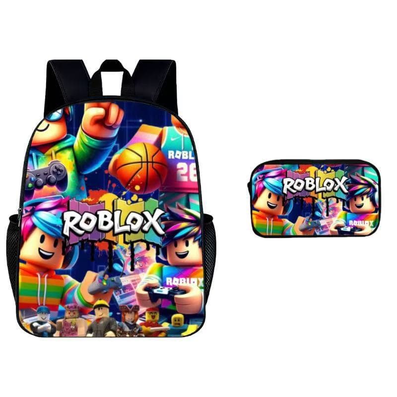Cross-Border Best Seller ROBLOX Print Backpack and Pencil Case 2-Piece Set, Roblox Backpack, Drop Shipping Wholesale