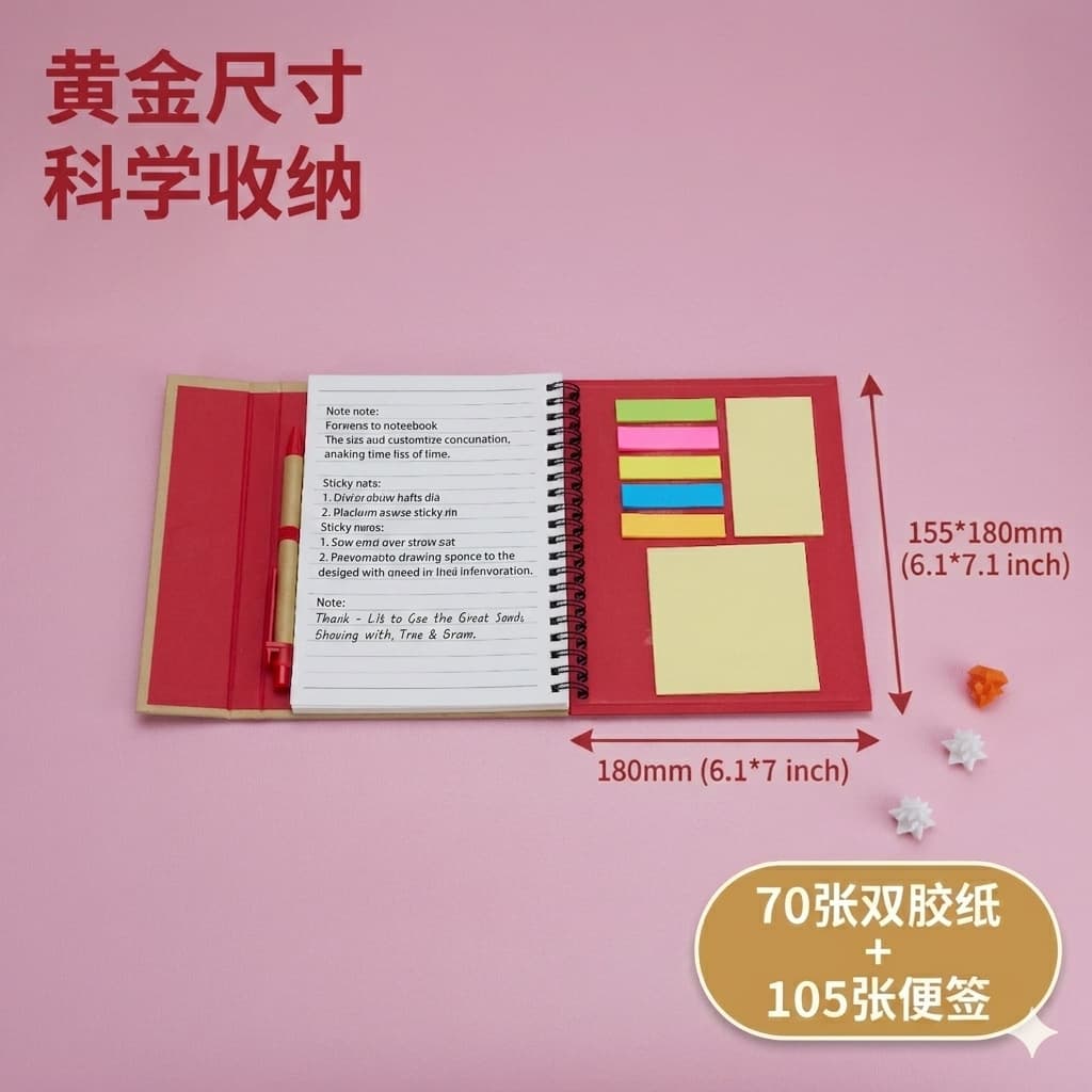 Memo pad set, tear-off color sticky note coil notebook, student office note pad, custom logo
