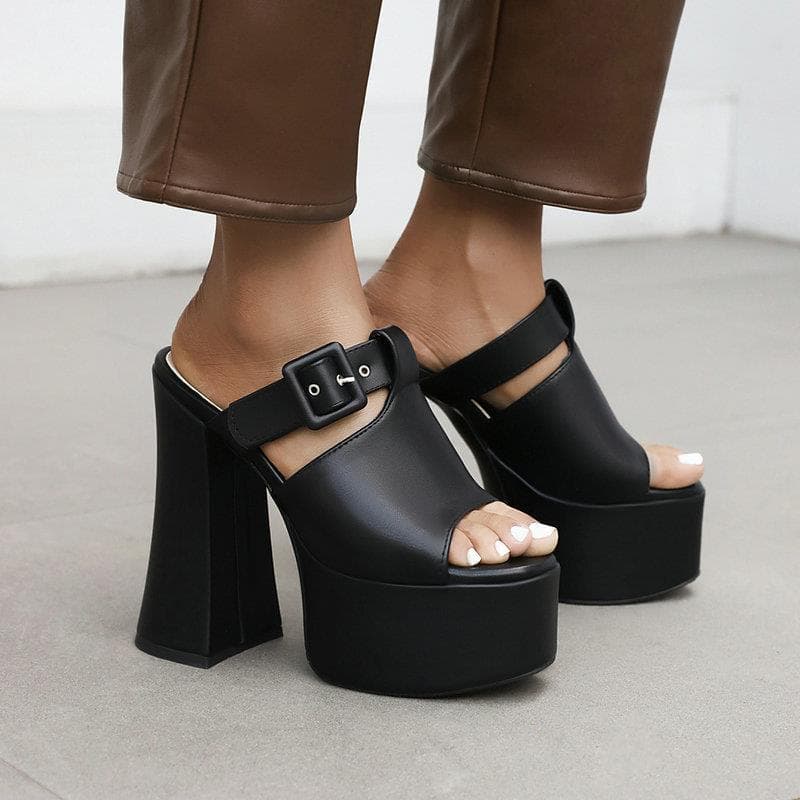 Women's Super High Heel Sandals and Slippers, Summer Thick Heel Waterproof Platform Thick Sole High Heel Peep Toe Shoes, Fitting Shoes