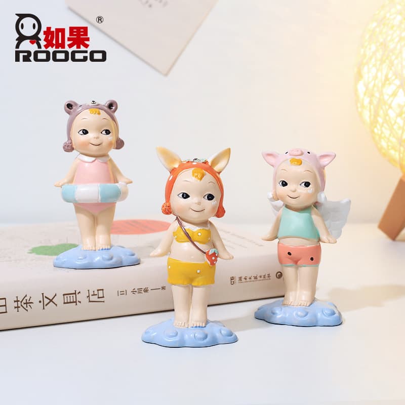 Creative Cute Bunny Angel Baby Cake Decoration Ornament Home Desktop Resin Craft Car Ornament