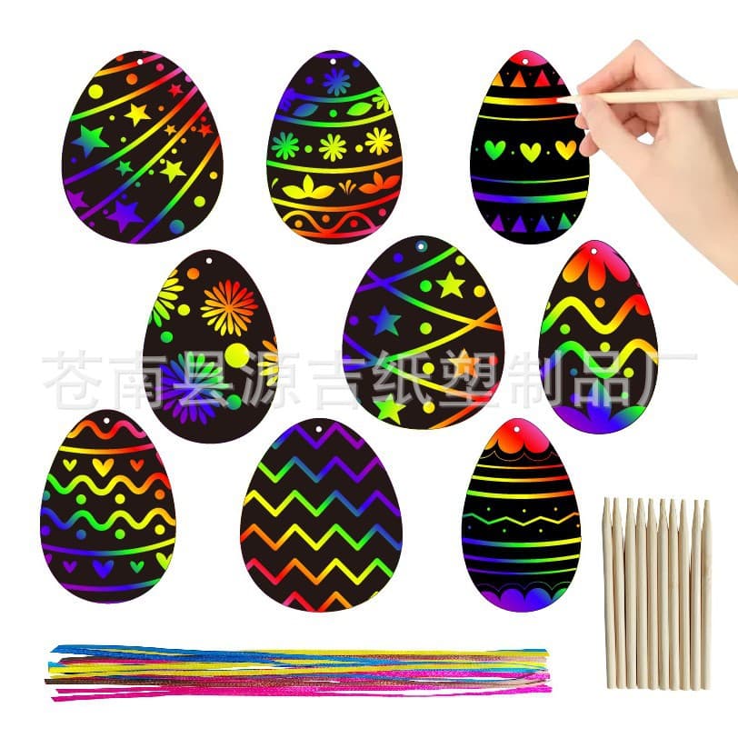 Scratch eggs Easter scratch DIY dazzling scratch art, children's creative art coloring painting wholesale