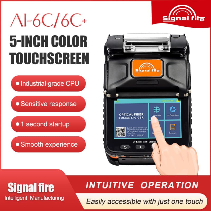 English Version Zhuoshi AI-6C Fusion Splicer Multilingual Fiber Optic Fusion Splicer EU Power Optional with Cleaver