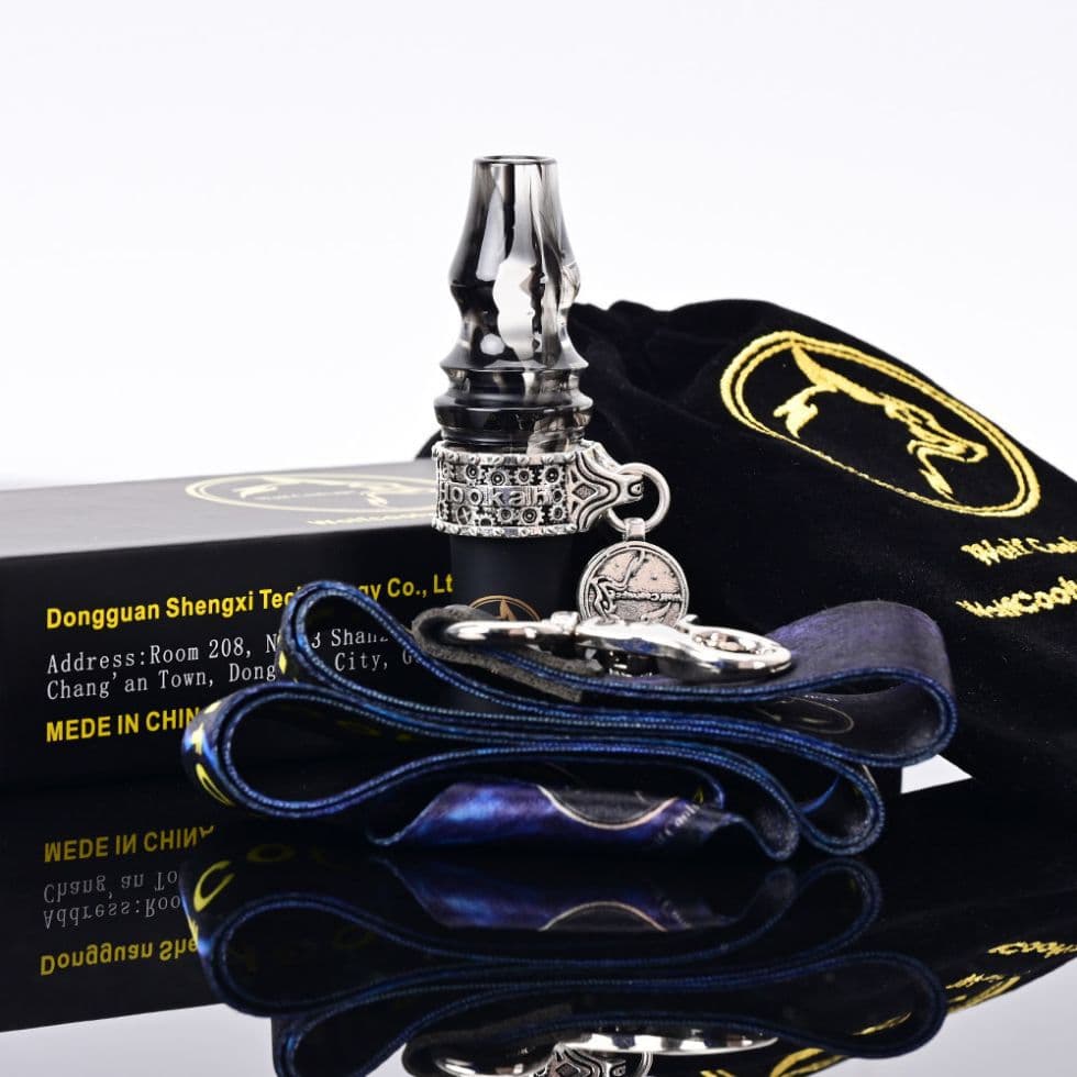 Hookah Tips for Hookah Enthusiasts - Gold Foil Resin Hookah Mouthpiece with Gift Box, Compatible with Mini Hookah