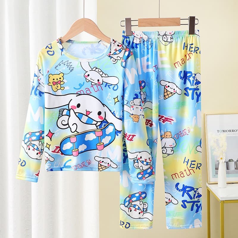 2026 New Girls Pajamas Spring Autumn Long Sleeve Cartoon Medium Large Child Kuromi Children's Loungewear Set