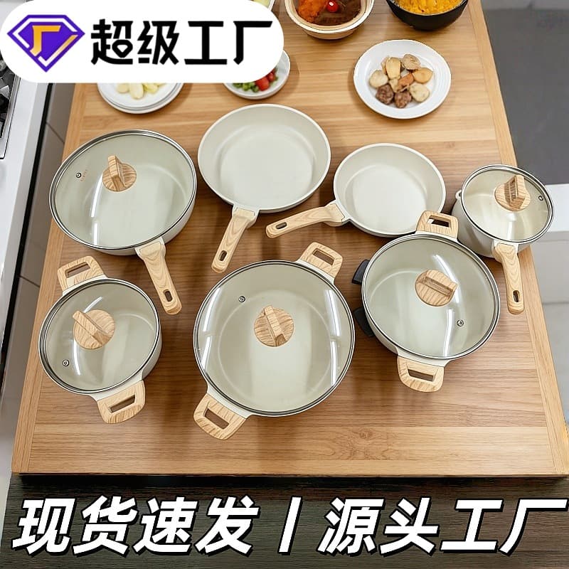 Cross-border New Set Granite Home Three-Piece Set, Mafan Stone Five-Piece Set Cooking Pot, Wok, Soup Pot