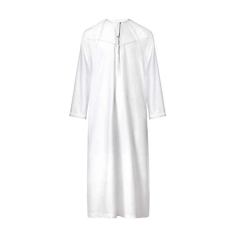 Cross-border long shirt men's new Hui ethnic loose clothing polyester men's clothing simple solid color casual wholesale