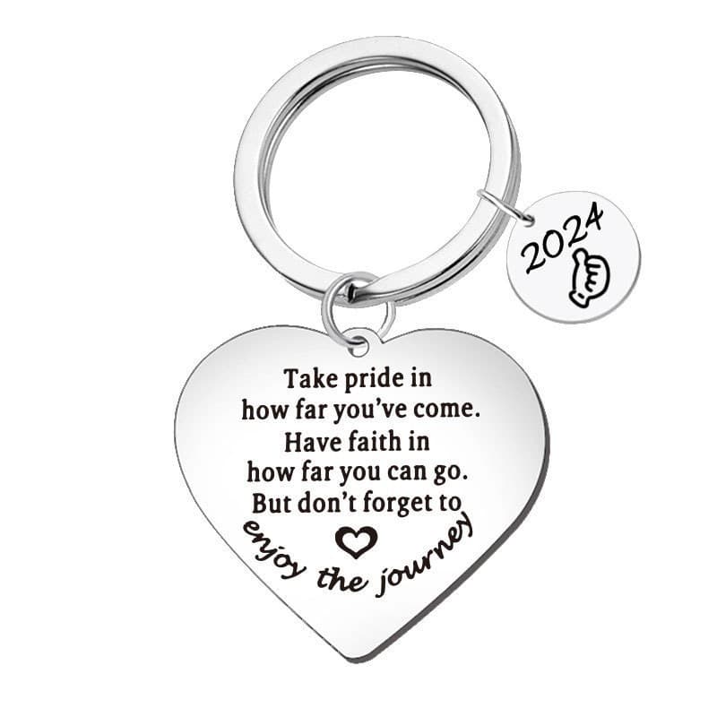 Teacher Heart Pendant Graduation Season Teacher's Day Gratitude Gift Engraving Stainless Steel Keychain