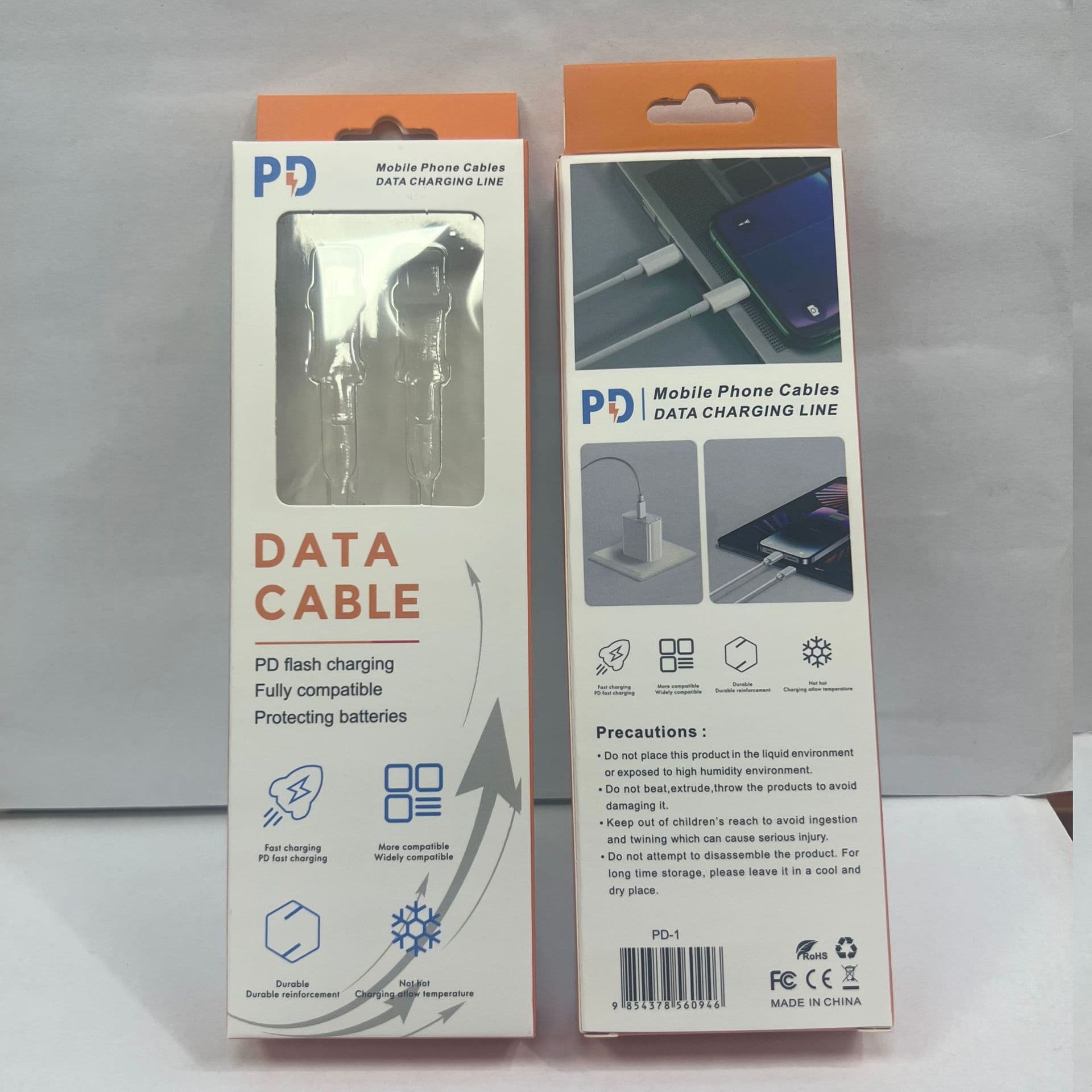 Data Cable Packaging Box for 60W Dual-C Data Cable, Suitable for Apple Fast Charging Cable Packaging, Color Box PD Packaging Box