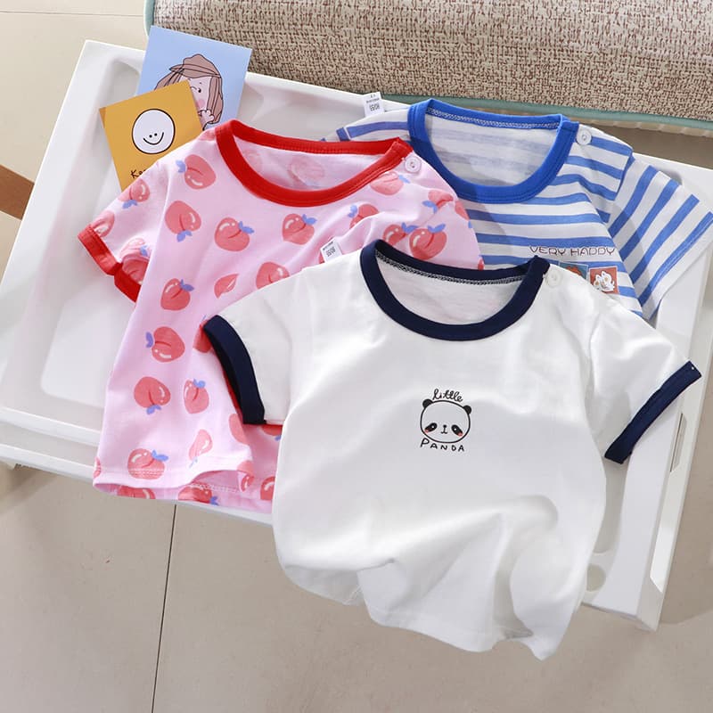 2026 Children's T-shirt Short Sleeve Cotton Baby Boy Cartoon Girl Summer Korean Style Single Top Children's T-shirt Wholesale