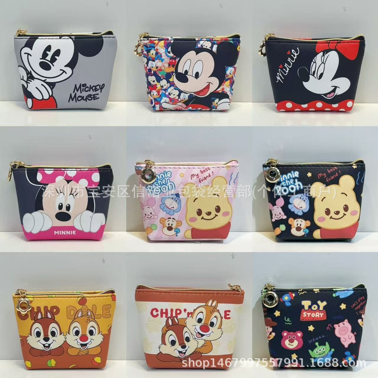 New Wallet Mixed Lot Mickey Coin Purse Zipper Earphone Data Cable Storage Bag Lipstick Small Personal Bag