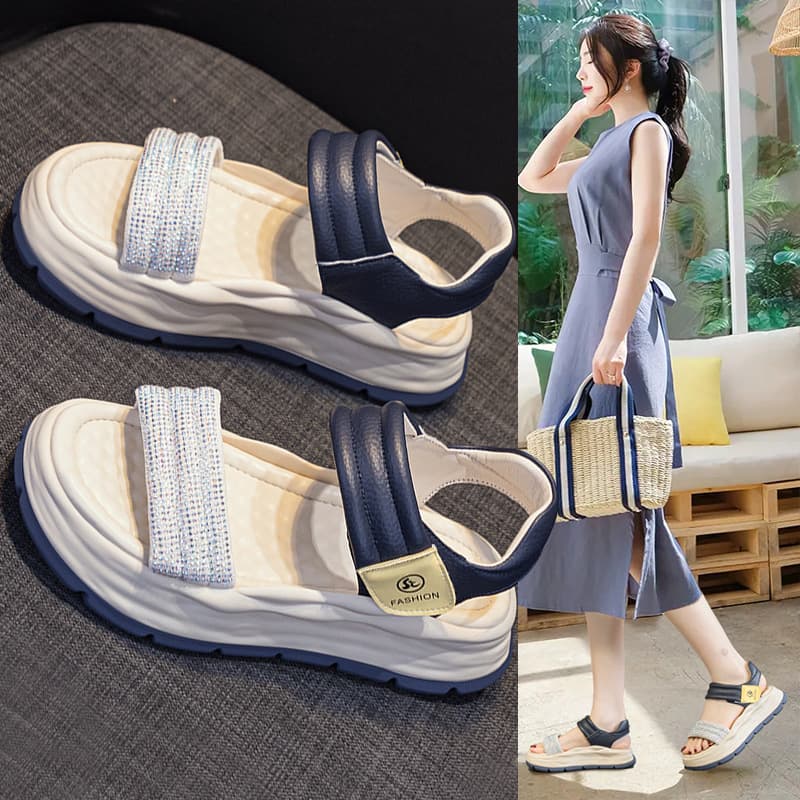 Thick-Soled Height-Increasing Sandals for Women 2026 Summer Women's Shoes White Breathable Versatile Casual Sports Popular Beach Sandals for Women