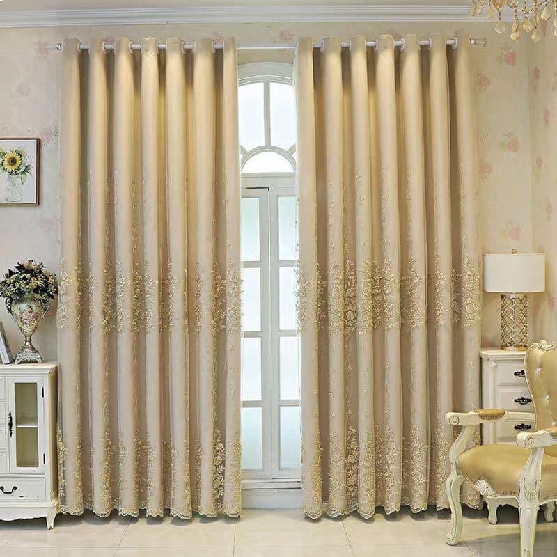 Golden Rose Double-layer Ready-made Blackout Embroidered Curtain Nordic Simple Living Room Bedroom Bay Window 2024 New