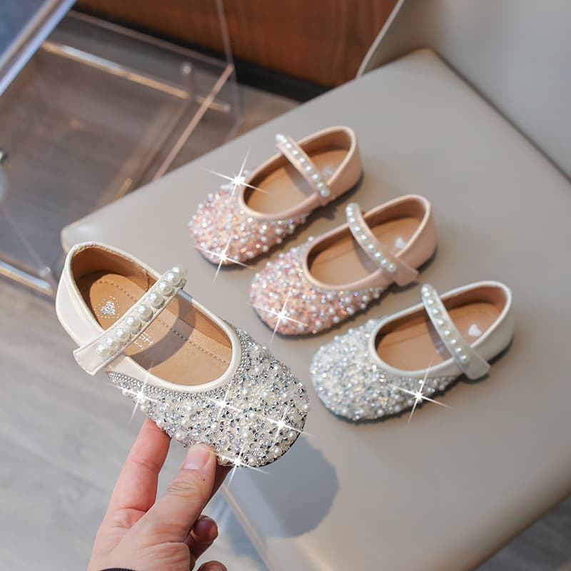 Girls Princess Leather Shoes 2026 Spring Autumn New Crystal Shoes for Middle and Older Children Fashionable Dance Shoes